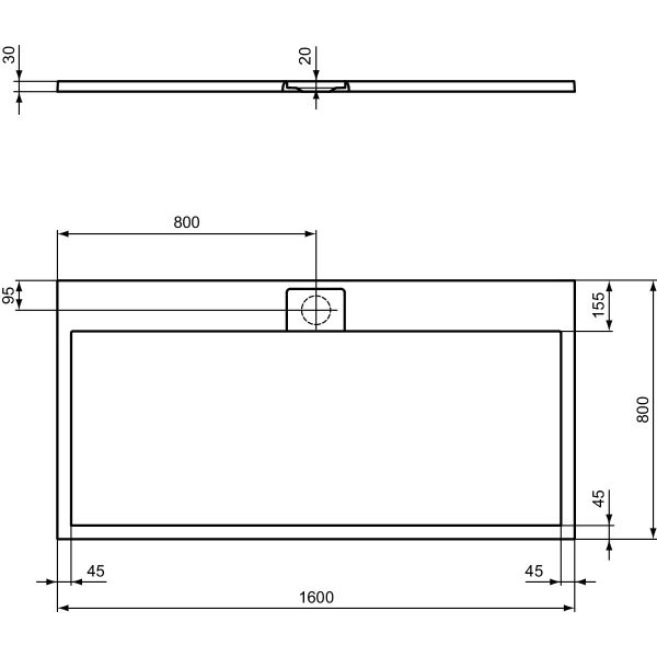 I.LIFE ULTRA FLAT S 160x80 cm Sprchová vanička Biela, T5225FR