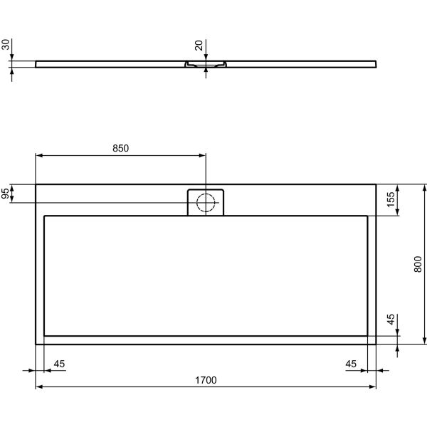 I.LIFE ULTRA FLAT S 170x80 cm Sprchová vanička Piesková, T5238FT