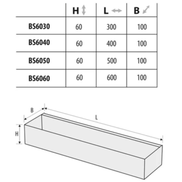 Závesná polička, 30x80x100 mm, farba čierná matná, BS8030/LBL