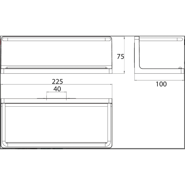 CUE Závesná polička so skrytým upevnením, 225x75x100 mm, farba čierna, 434513300