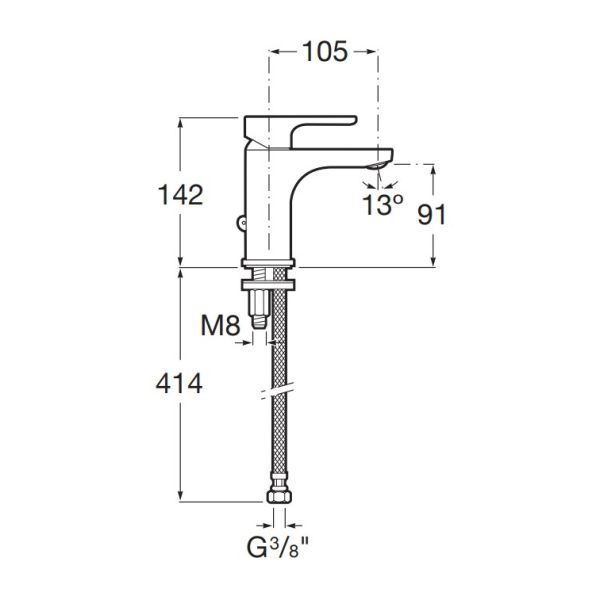 ROCA L20 Umývadlová batéria bez odpadovej garnitúry a flex. hadicami, A5A3E09C00