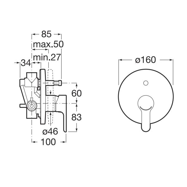 ROCA L20 Vaňová podomietková batéria komplet D1+D2, A5A0A09C00