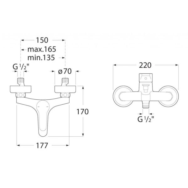 ROCA AROLA Vaňová batéria 150 mm, A5A0D6AC0K