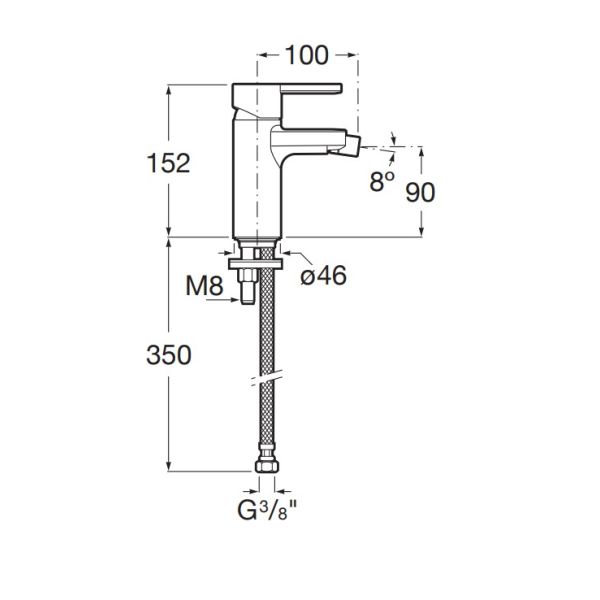 ROCA NAIA Bidetová batéria s odpadovou garnitúrou a flex. hadicami, A5A6096C00