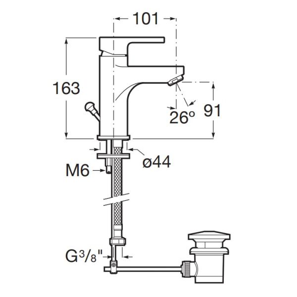 ROCA AROLA Umývadlová batéria s odpadovou garnitúrou a flex. hadicami, A5A306AC0K