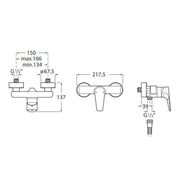 ROCA ATLAS Sprchová batéria 150 mm, A5A2190C00