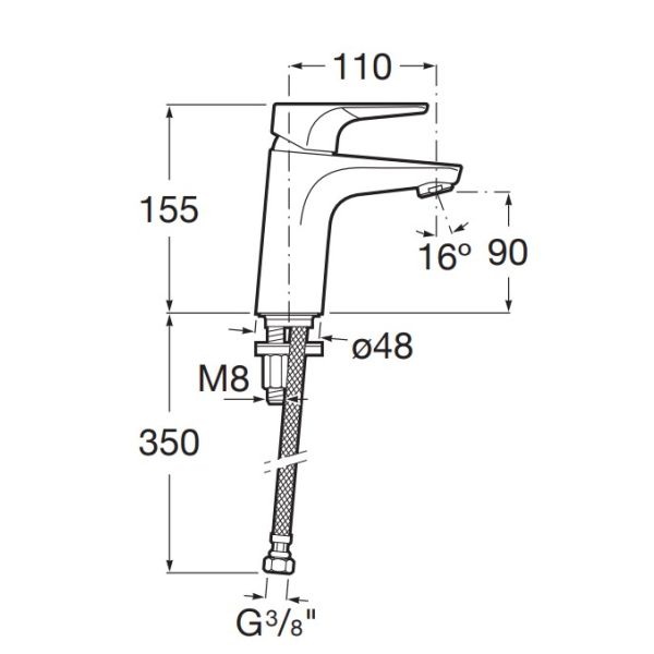 ROCA ATLAS Umývadlová batéria bez odpadovej garnitúry a flex. hadicami, A5A3290C00