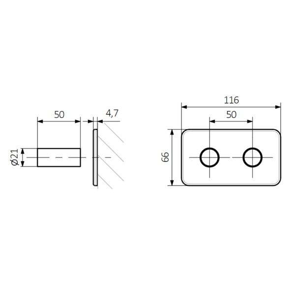 TERMA Termostatická sada ventilov S1t v chrómovom prevedení, rozteč 50 mm, S1t.CR