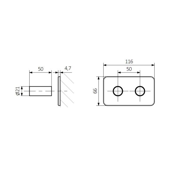 TERMA Termostatická sada ventilov S2u v chrómovom prevedení, rozteč 50 mm, S2u.CR
