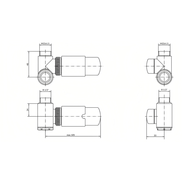 TERMA Termostatická sada ventilov K2i v chrómovom prevedení, K2i.CR