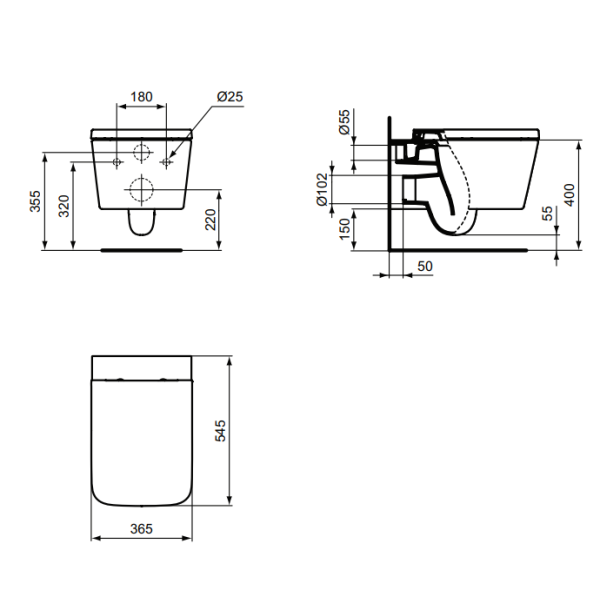 PACK BLEND CUBE WC závesné, aquablade 56x36,5 cm, T368601  + BLEND CUBE WC sedadlo soft-close, T392701