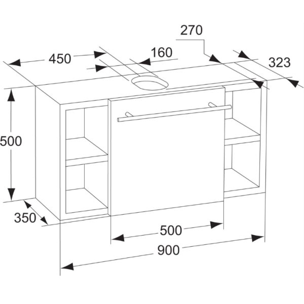 SMALL+ Umývadlo 68x42,5 cm so skrinkou, T011901, T0681CT