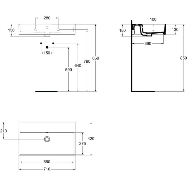 STRADA Umývadlo 71x42 cm, K081301