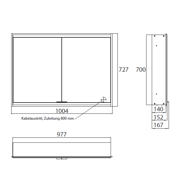 EMCO Zrkadlová skrinka 2-dvierková k zabudovaniu s osvetlením, konštrukcia, 949706035, 949700018