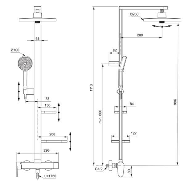 ALU+ Sprchový systém s pákovou batériou, rosé, BD584RO