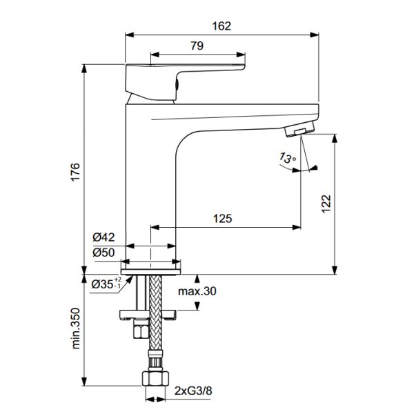 CERAFINE O umývadlová batéria s click-clack odtokovou garnitúrou, Rosé - Ružová, BD131RO