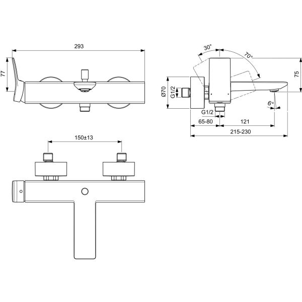 CONCA Vaňová batéria nástenná, kartáčované zlato, BC762A2