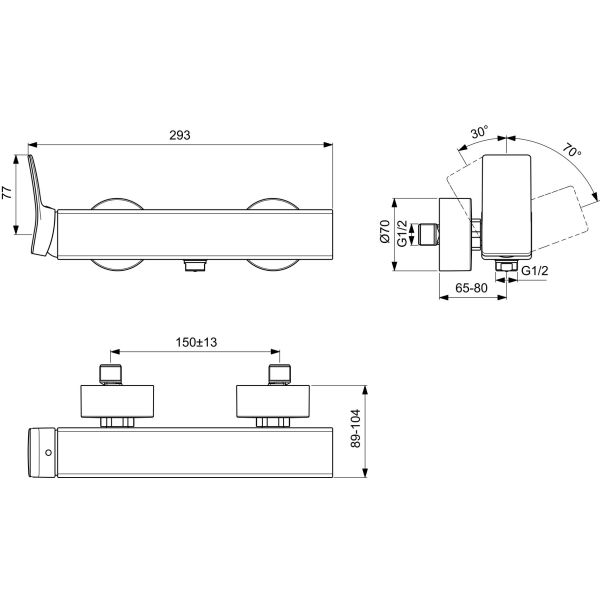 CONCA Sprchová batéria nástenná, ušľachtilá oceľ, BC761GN