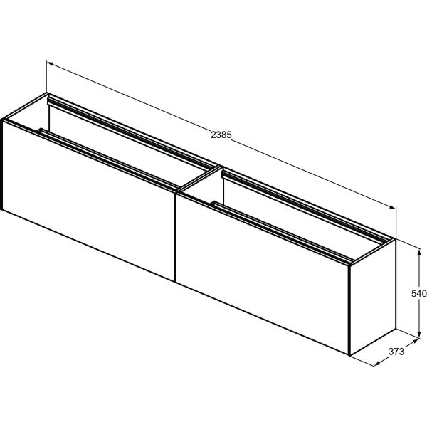 CONCA Umývadlová skrinka 240 cm bez hornej dosky, šírka 37 cm,  T4339Y1