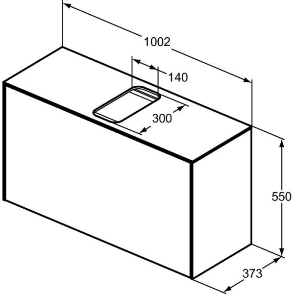 CONCA Umývadlová skrinka 100 cm s hornou doskou, šírka 37 cm,  T3936Y2