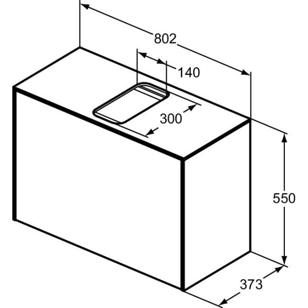 CONCA Umývadlová skrinka 80 cm s hornou doskou, šírka 37 cm,  T3935Y5