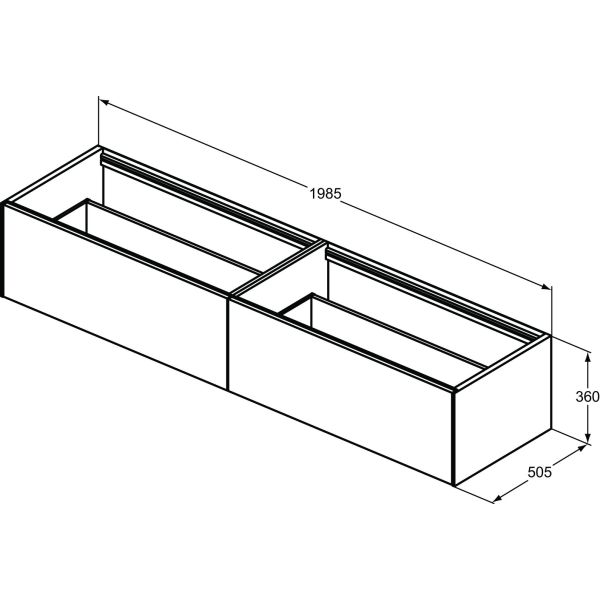 CONCA Umývadlová skrinka 200 cm bez hornej dosky, šírka 50 cm,  T3987Y1