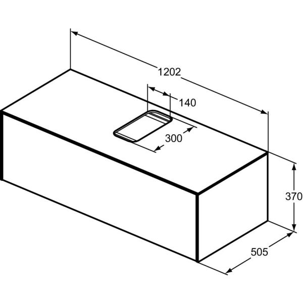 CONCA Umývadlová skrinka 120 cm s hornou doskou, šírka 50 cm,  T3931Y5