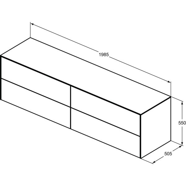 CONCA Umývadlová skrinka 200 cm s hornou doskou, šírka 50 cm,  T4326Y3
