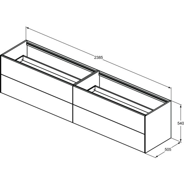 CONCA Umývadlová skrinka 240 cm bez hornej dosky, šírka 50 cm,  T4336Y1