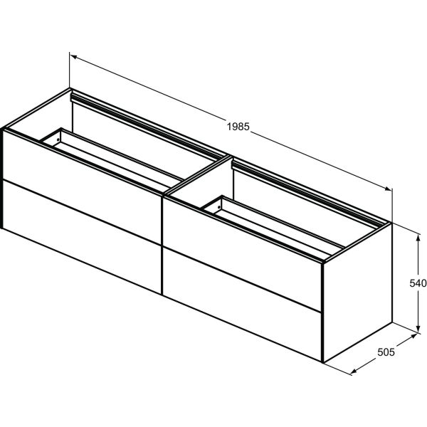 CONCA Umývadlová skrinka 200 cm bez hornej dosky, šírka 50 cm,  T3993Y3