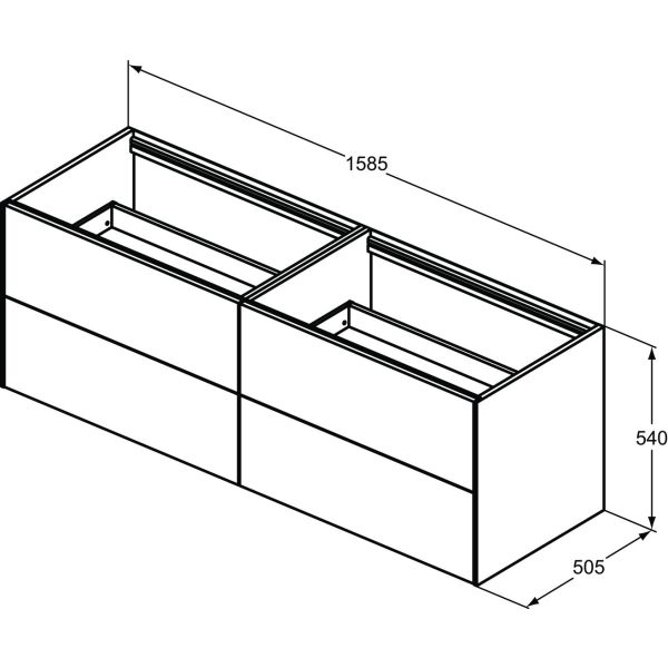 CONCA Umývadlová skrinka 160 cm bez hornej dosky, šírka 50 cm,  T3990Y4