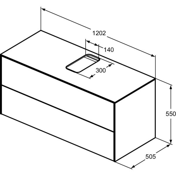 CONCA Umývadlová skrinka 120 cm s hornou doskou, šírka 50 cm,  T3943Y3