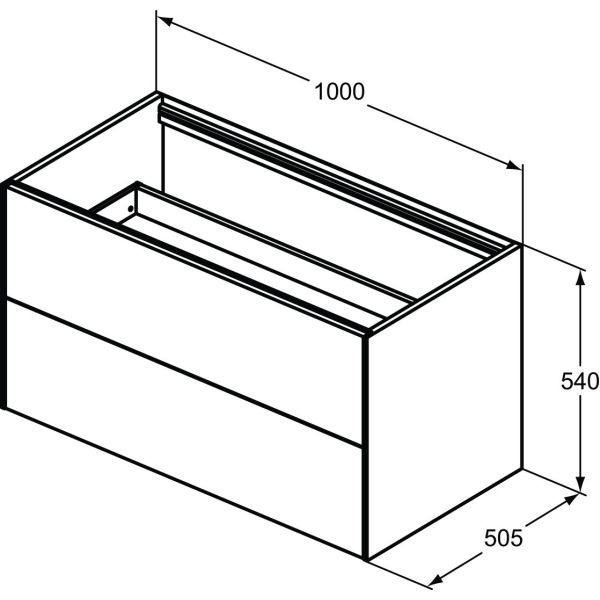 CONCA Umývadlová skrinka 100 cm bez hornej dosky, šírka 50 cm,  T4357Y1