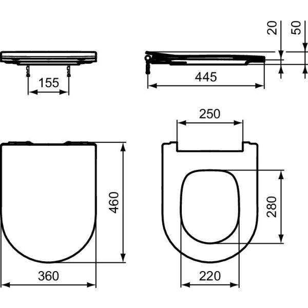 CONCA WC sedadlo Slim Slow-closing, T520801