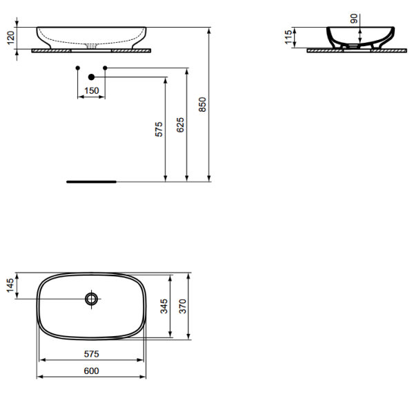 I.LIFE B Umývadlo na dosku 60x37 cm, T508701