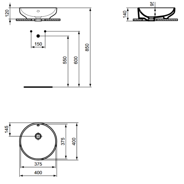 I.LIFE B Umývadlo na dosku 40x40 cm, T509101