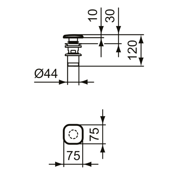 STRADA II Click-Clack odpadová pileta malá chróm, T3630AA