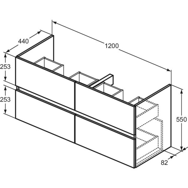 EUROVIT+ Skrinka pod dvojumývadlo 123x47 cm, R0267Y8