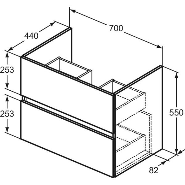 EUROVIT+ Skrinka pod umývadlo 70x44 cm, R0261WG