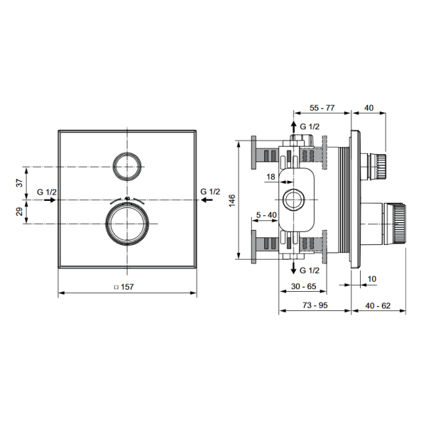 CERATHERM NAVIGO Sprchová termostatická podomietková batéria, diel 2, A7301XG