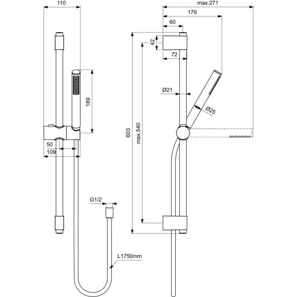 IDEALRAIN  Sprchová kombinácia M1, A7616XG