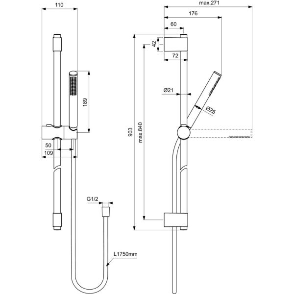 IDEALRAIN  Sprchová kombinácia mikrofón, A7617XG
